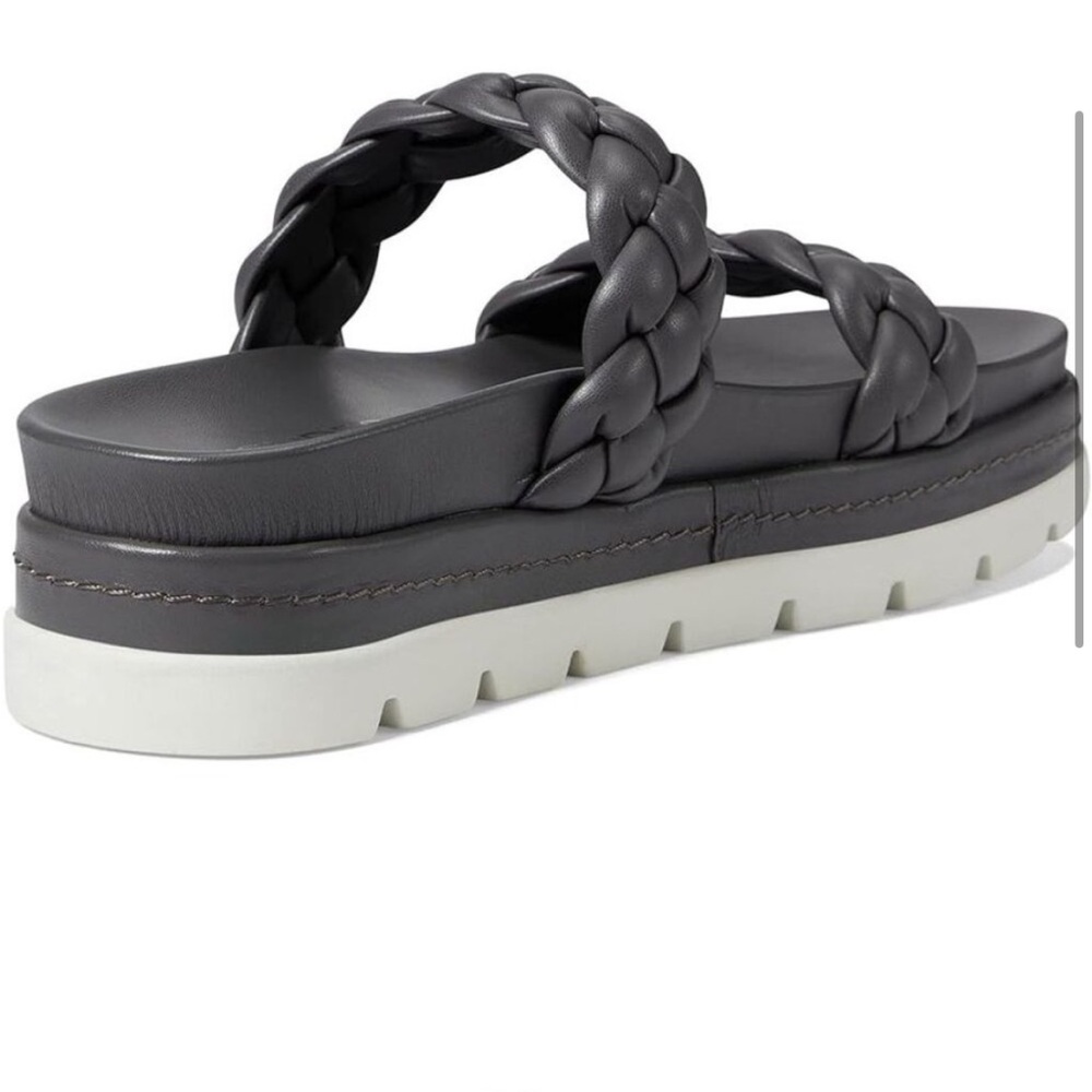 NWT J/SLIDES REESE Dark Grey Leather Woven Strap Sandal - Picture 7 of 16